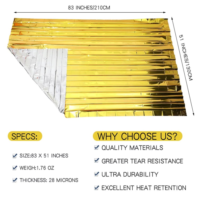 Złoto-srebrny koc termiczny z  – Survival Blanket Reflective recenzja i cena